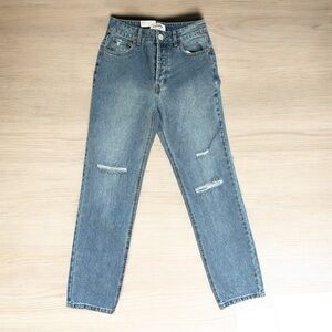 NEW RSQ High Rise Straight Leg Shirt Women Size 26 Distressed Blue Jeans